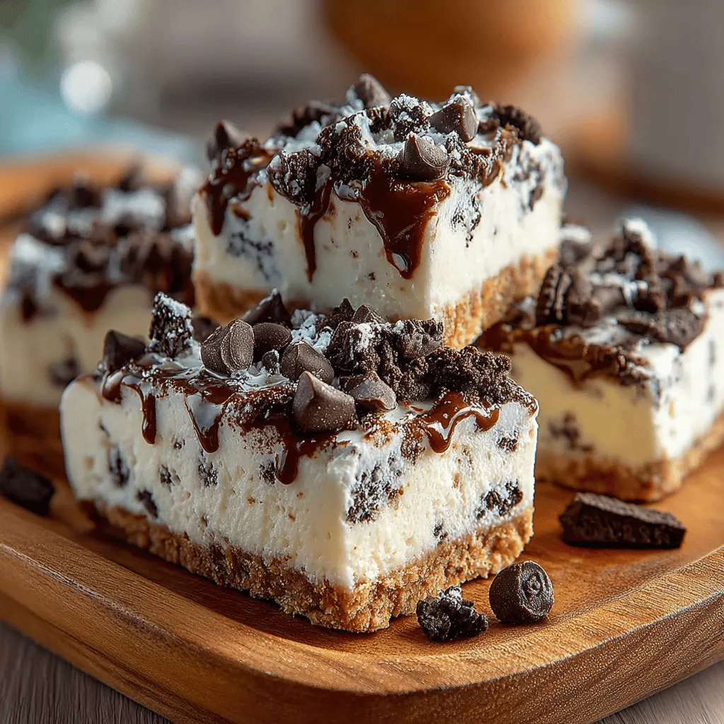 To elevate your Cookies 'n Cream Frozen Yogurt Bars, consider drizzling them with additional chocolate or caramel sauce. This simple addition not only enhances the visual appeal of your dessert but also adds a layer of flavor that complements the creamy yogurt and crunchy cookies beautifully.