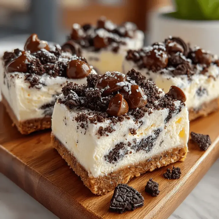 To elevate your Cookies 'n Cream Frozen Yogurt Bars, consider drizzling them with additional chocolate or caramel sauce. This simple addition not only enhances the visual appeal of your dessert but also adds a layer of flavor that complements the creamy yogurt and crunchy cookies beautifully.