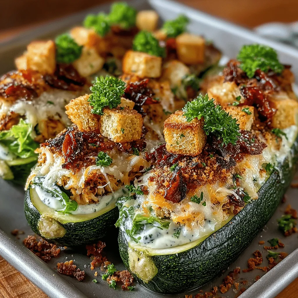 Zesty Zucchini Chicken Caesar Boats present a delightful fusion of flavors and textures that reimagines the classic Caesar salad into a hearty, low-carb dish. This innovative recipe combines the fresh, crisp crunch of zucchini with savory shredded chicken, tangy Caesar dressing, and an array of toppings that make each bite a satisfying experience. Ideal for a quick weeknight dinner or a refreshing lunch, these boats not only offer nutritional benefits but also bring a creative flair to your table.
