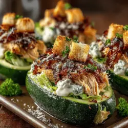 Zesty Zucchini Chicken Caesar Boats present a delightful fusion of flavors and textures that reimagines the classic Caesar salad into a hearty, low-carb dish. This innovative recipe combines the fresh, crisp crunch of zucchini with savory shredded chicken, tangy Caesar dressing, and an array of toppings that make each bite a satisfying experience. Ideal for a quick weeknight dinner or a refreshing lunch, these boats not only offer nutritional benefits but also bring a creative flair to your table.