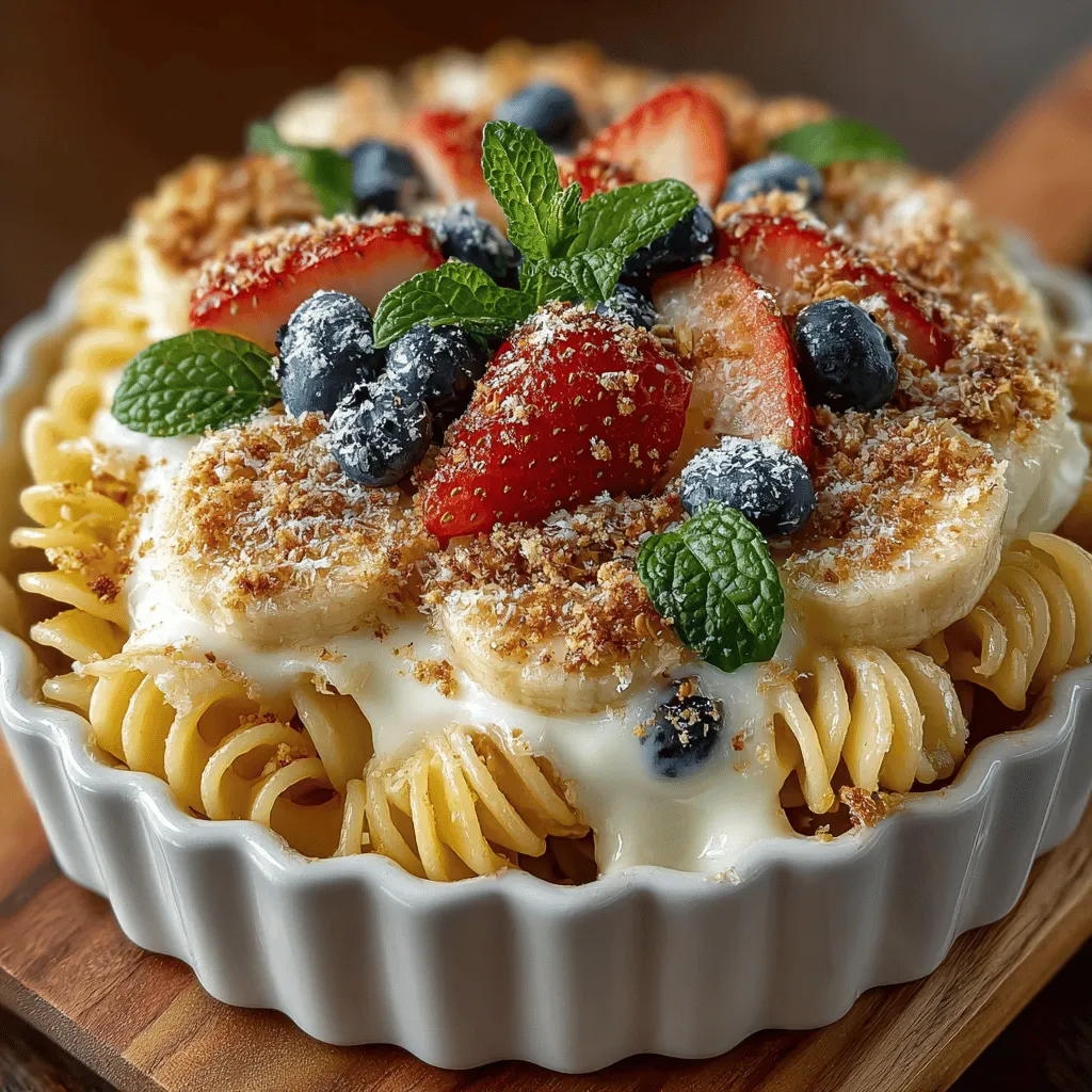 Exploring innovative dessert recipes can bring a delightful twist to your dining experience. The Fruity Delight Pasta Bake is a unique dish that combines the rich flavors of fresh fruits, creamy yogurt, and comforting pasta, resulting in a sweet and satisfying treat. This recipe is not only scrumptious but also offers a wealth of nutritional benefits, making it perfect for family gatherings, casual dinners, or even a special occasion.