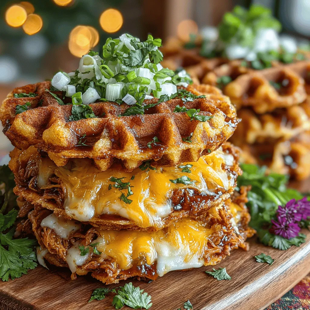 Mini BBQ Chicken Waffle Melts are a delightful fusion of savory flavors and textures, perfect for any occasion. Imagine the sweetness of a freshly made waffle paired with the smoky richness of BBQ chicken, all melted together with creamy cheese. This recipe offers a fun twist on traditional comfort food that is sure to please both kids and adults alike. Whether you're hosting a game day gathering, preparing a unique family dinner, or simply looking for an appetizing snack, these mini melts are guaranteed to impress your guests and family members.