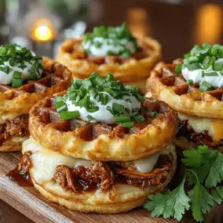 Mini BBQ Chicken Waffle Melts are a delightful fusion of savory flavors and textures, perfect for any occasion. Imagine the sweetness of a freshly made waffle paired with the smoky richness of BBQ chicken, all melted together with creamy cheese. This recipe offers a fun twist on traditional comfort food that is sure to please both kids and adults alike. Whether you're hosting a game day gathering, preparing a unique family dinner, or simply looking for an appetizing snack, these mini melts are guaranteed to impress your guests and family members.