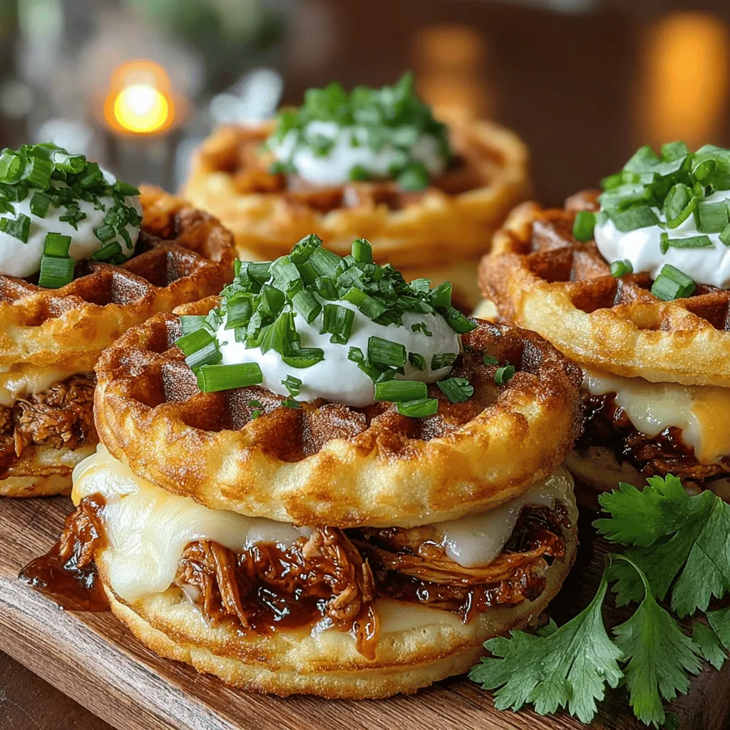 Mini BBQ Chicken Waffle Melts are a delightful fusion of savory flavors and textures, perfect for any occasion. Imagine the sweetness of a freshly made waffle paired with the smoky richness of BBQ chicken, all melted together with creamy cheese. This recipe offers a fun twist on traditional comfort food that is sure to please both kids and adults alike. Whether you're hosting a game day gathering, preparing a unique family dinner, or simply looking for an appetizing snack, these mini melts are guaranteed to impress your guests and family members.