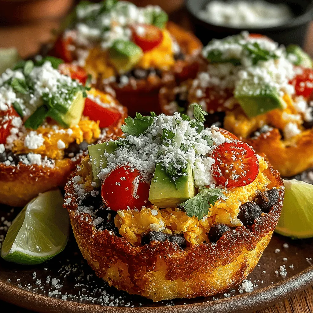 To create the perfect crunchy breakfast tostada cups, start by preparing your tortilla shells. Preheat your oven to 375°F (190°C). Lightly spray a muffin tin with cooking oil to ensure the tortilla cups don’t stick.
