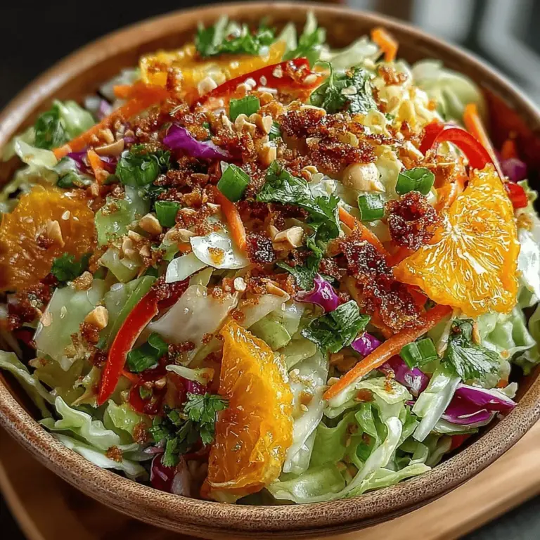 The Crunchy Asian Cabbage Peanut Salad is a vibrant and refreshing dish that captures the essence of fresh ingredients and bold flavors. This salad is not just a feast for the eyes, with its colorful array of vegetables, but it also offers a delightful combination of textures—from the crisp crunch of the cabbage to the satisfying crunch of roasted peanuts. Ideal as a side dish or a light main meal, this salad is perfect for any occasion, whether you're hosting a summer barbecue or looking for a nutritious lunch option.