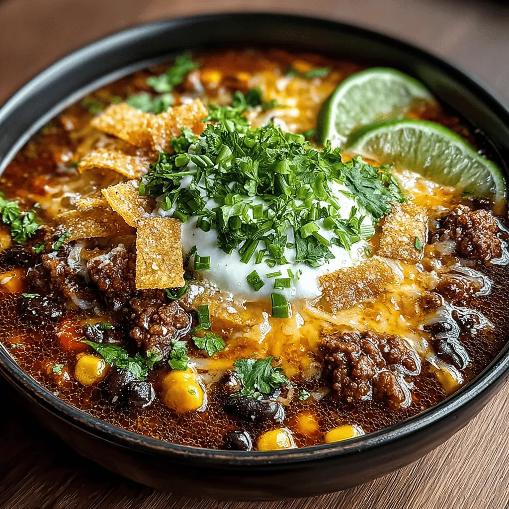 There’s something inherently soothing about a bowl of soup. It’s a dish that warms the soul, inviting you to relax and indulge in its rich, layered flavors. As the weather cools and the days grow shorter, soup becomes the go-to comfort food for many. Among the myriad of soup recipes, the Cheesy Chili Tortilla Soup stands out as a delightful fusion of flavors and textures that promises to satisfy both the palate and the heart. It’s a dish that combines the richness of cheese, the warmth of chili, and the satisfying crunch of tortilla strips, making it a perfect centerpiece for family dinners or gatherings with friends.