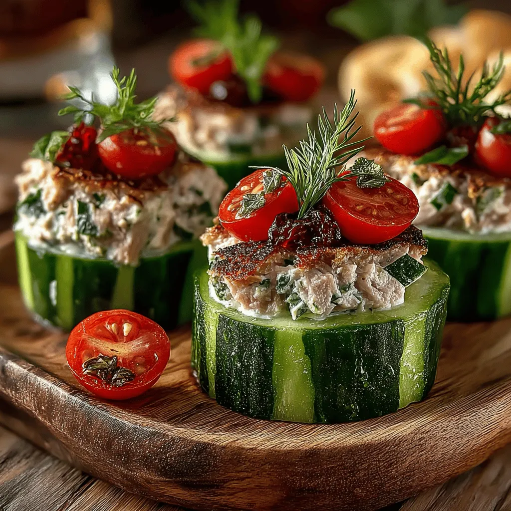 If you're in search of a light, nutritious, and utterly delightful appetizer, look no further than Mini Tuna Cucumber Slider Boats. These vibrant little boats are not only visually appealing but also offer a fantastic blend of flavors and textures that make them a hit at any gathering or party. Their refreshing crunch and savory tuna filling make them the perfect summertime dish, ideal for everything from casual get-togethers to elegant brunches.