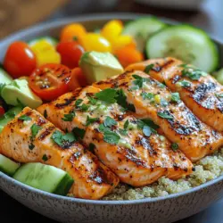 In today's fast-paced world, finding a meal that is both healthy and easy to prepare can seem like a daunting task. Enter the Grilled Lemon Garlic Salmon Bowls – a vibrant dish that seamlessly melds the rich flavors of perfectly grilled salmon with fresh, colorful vegetables and a zesty tahini dressing. This recipe not only satisfies the taste buds but also nourishes the body, making it an ideal choice for busy weeknights or weekend gatherings with friends and family.